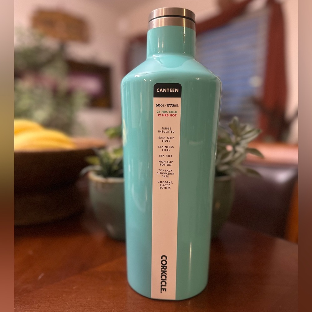 Corkcicle Aqua-Turquoise Stainless Steel Canteen 60 oz